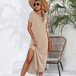 Split Long Shirt Dress with Pockets